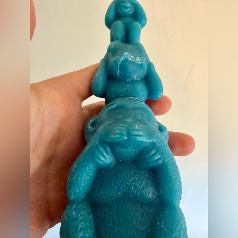 Blue Decorative 3-Monkey Stack Candle - Picture 6 of 7